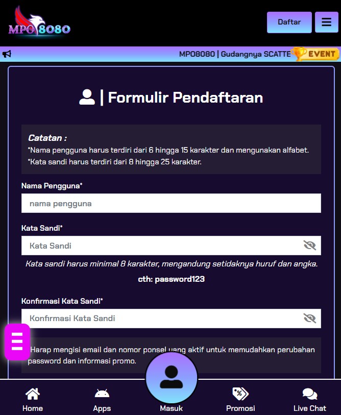 Formulir Pendaftaran MPO8080
